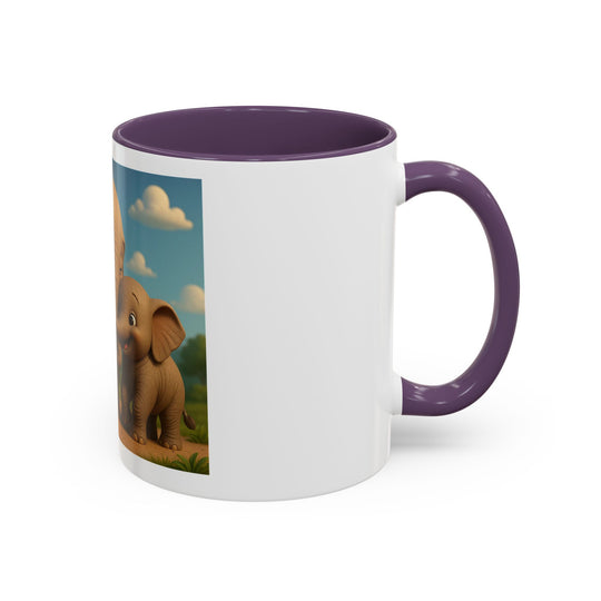 Cute Elephant Family Accent Coffee Mug - 11oz & 15oz