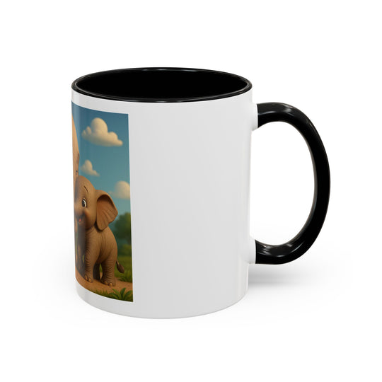 Cute Elephant Family Accent Coffee Mug - 11oz & 15oz