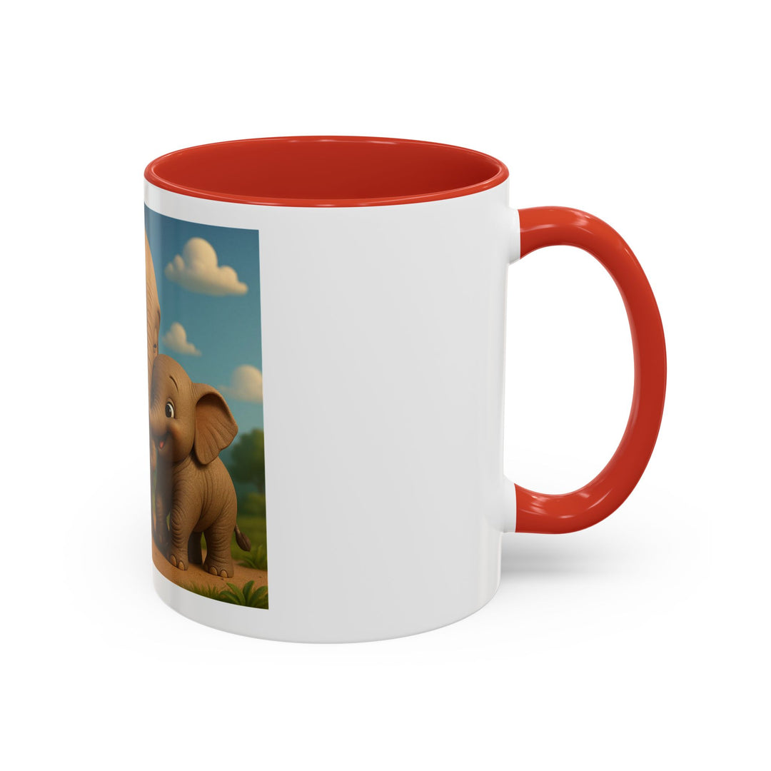 Cute Elephant Family Accent Coffee Mug - 11oz & 15oz
