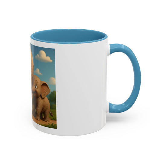 Cute Elephant Family Accent Coffee Mug - 11oz & 15oz