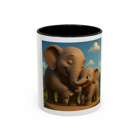 Cute Elephant Family Accent Coffee Mug - 11oz & 15oz