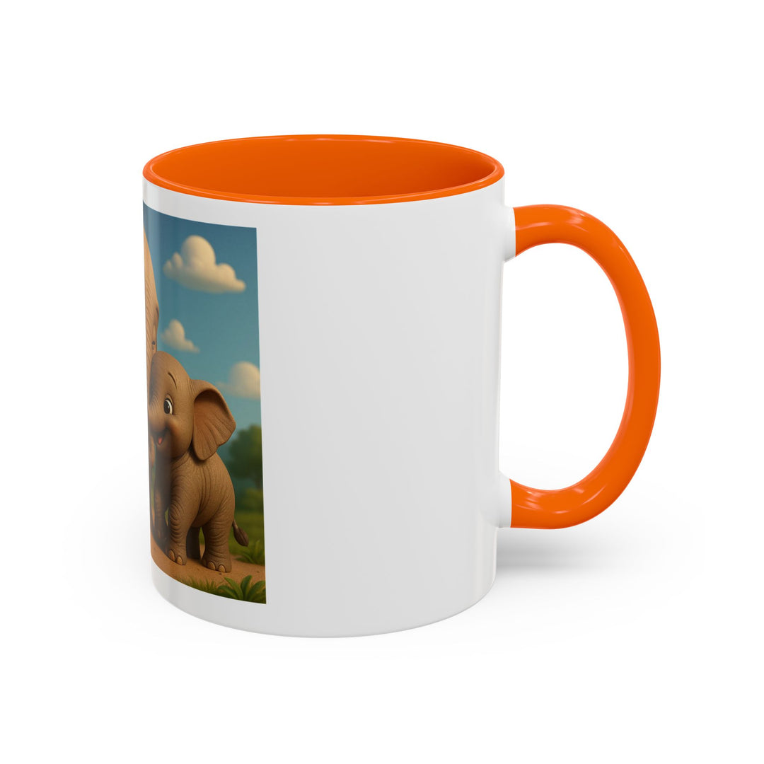 Cute Elephant Family Accent Coffee Mug - 11oz & 15oz