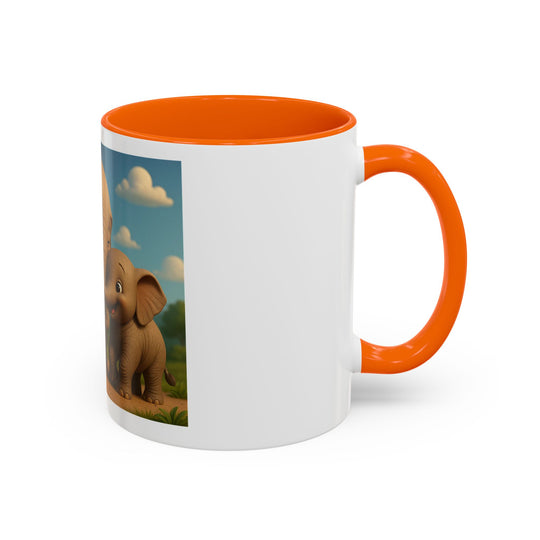 Cute Elephant Family Accent Coffee Mug - 11oz & 15oz