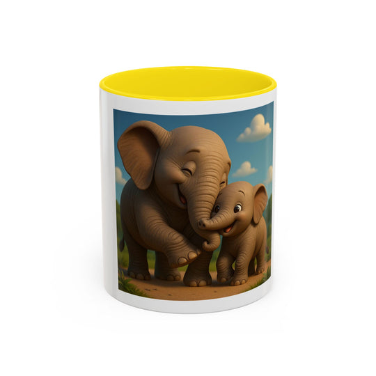 Cute Elephant Family Accent Coffee Mug - 11oz & 15oz