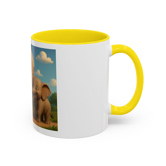 Cute Elephant Family Accent Coffee Mug - 11oz & 15oz