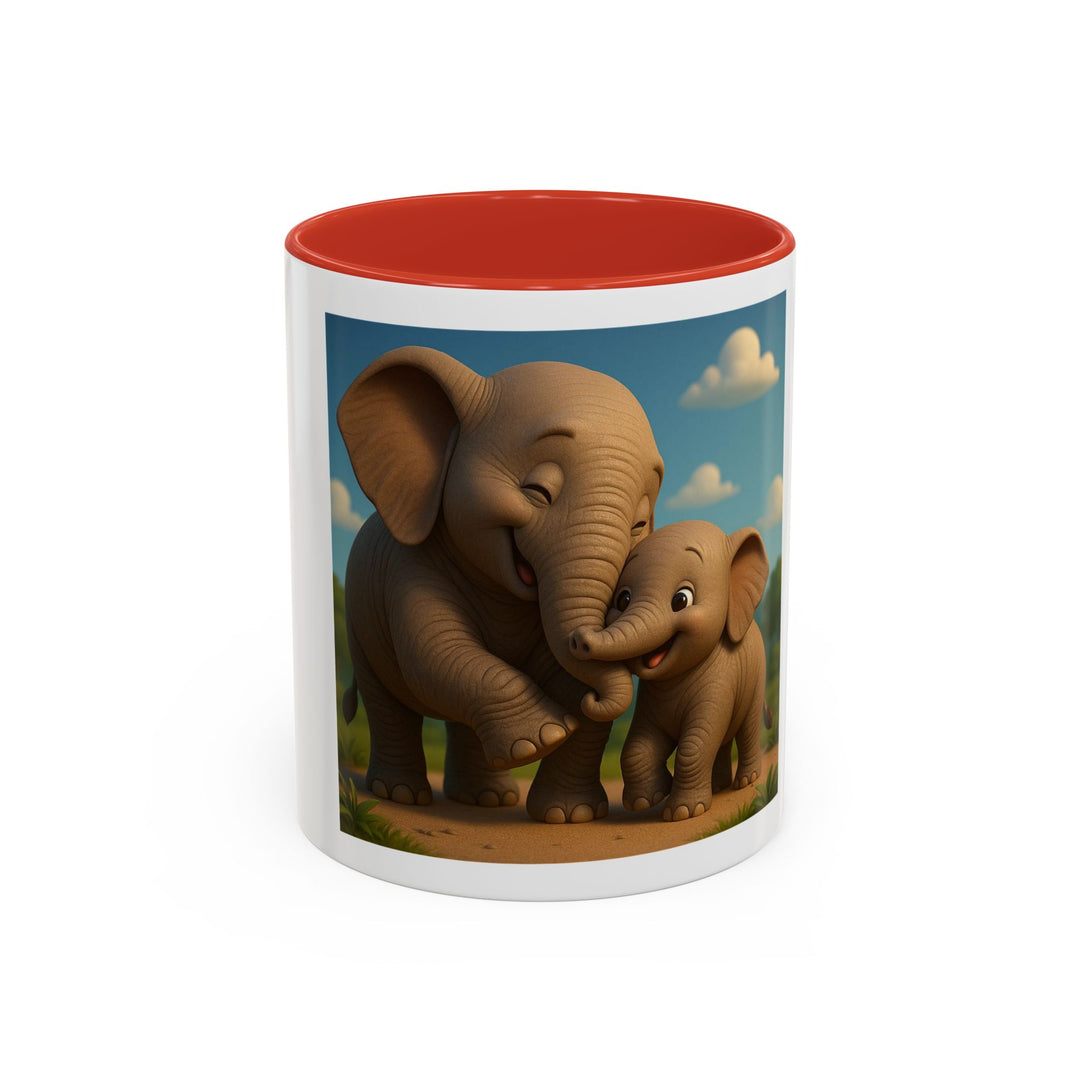 Cute Elephant Family Accent Coffee Mug - 11oz & 15oz