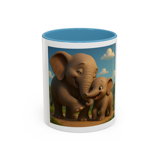 Cute Elephant Family Accent Coffee Mug - 11oz & 15oz