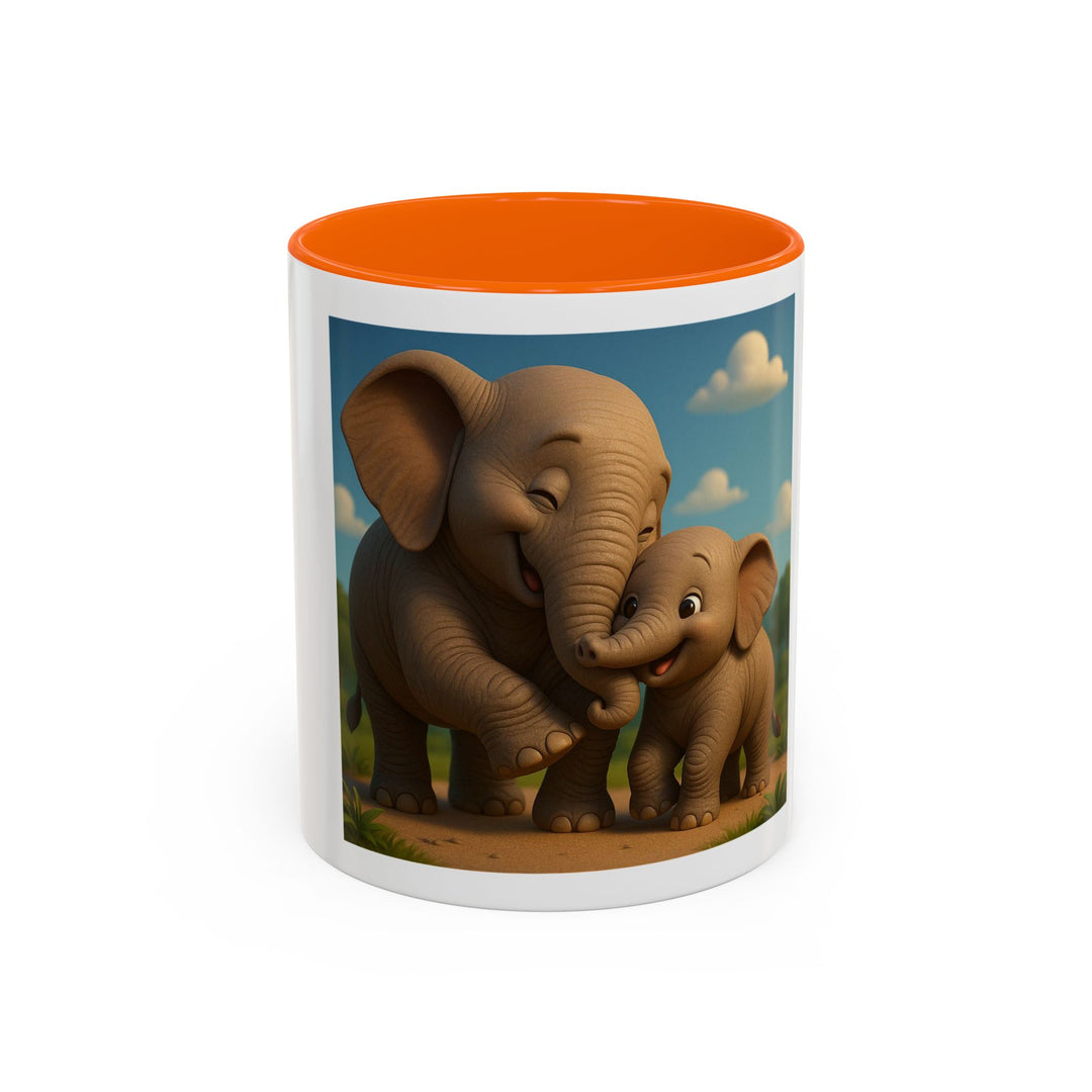 Cute Elephant Family Accent Coffee Mug - 11oz & 15oz