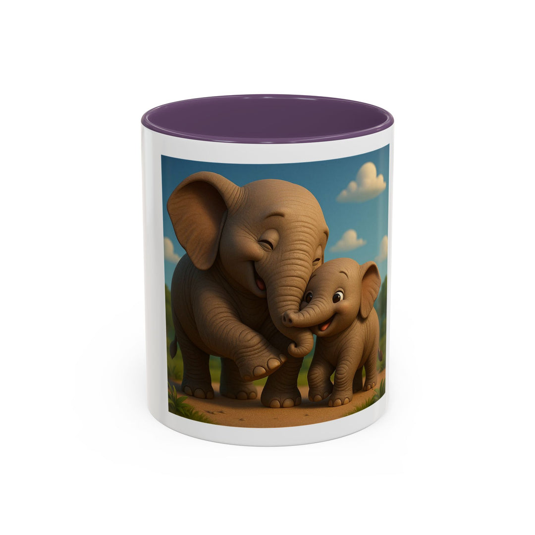 Cute Elephant Family Accent Coffee Mug - 11oz & 15oz