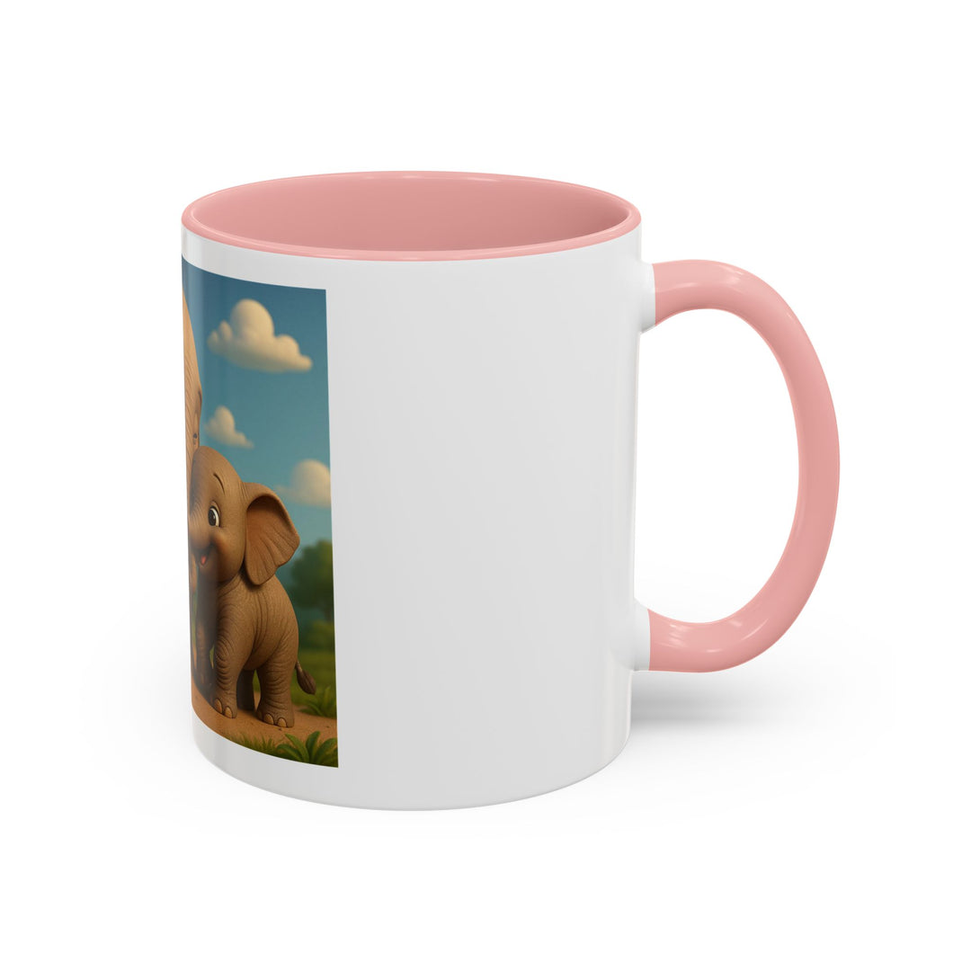 Cute Elephant Family Accent Coffee Mug - 11oz & 15oz