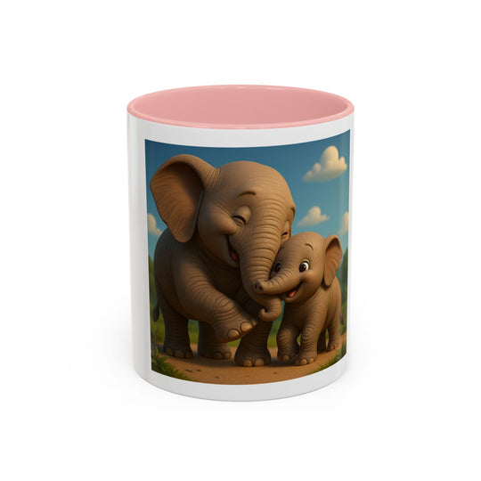 Cute Elephant Family Accent Coffee Mug - 11oz & 15oz